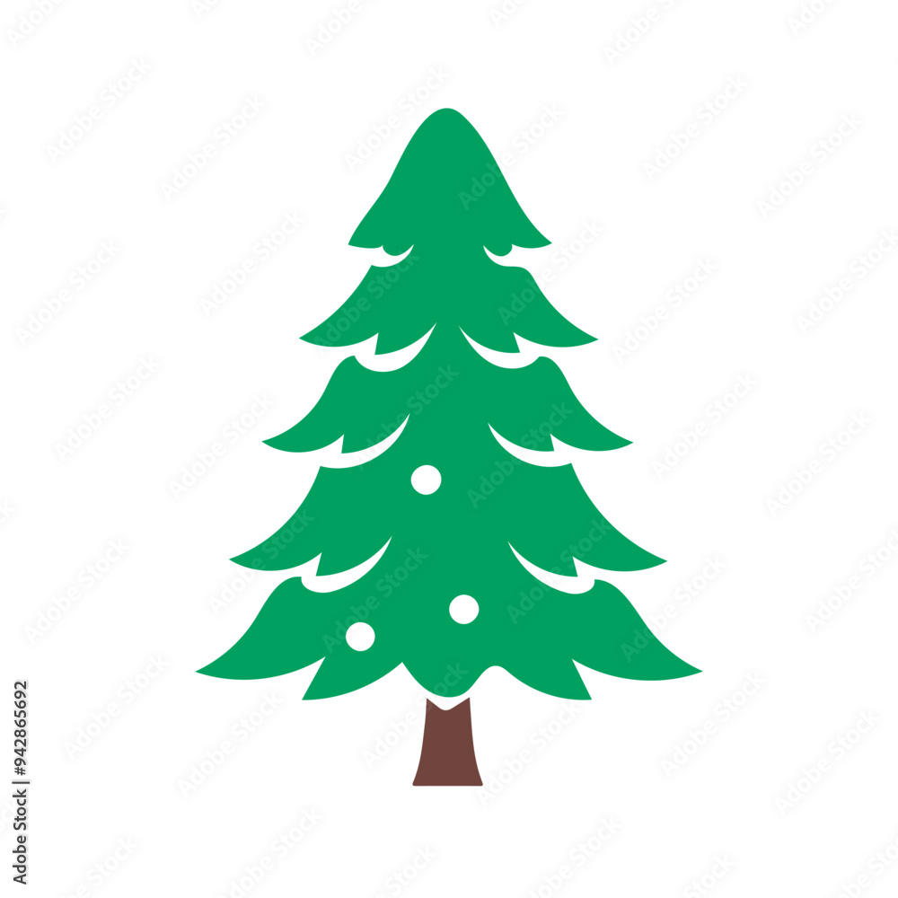 Cartoon abstract christmas tree with stars and balls vector, Christmas Tree Color Flat Icon, merry xmas celebration happy new year decoration vector illustration. Cartoon abstract christmas tree with stars and balls vector, Christmas Tree Color Flat Icon, merry xmas celebration happy new year decoration vector illustration.