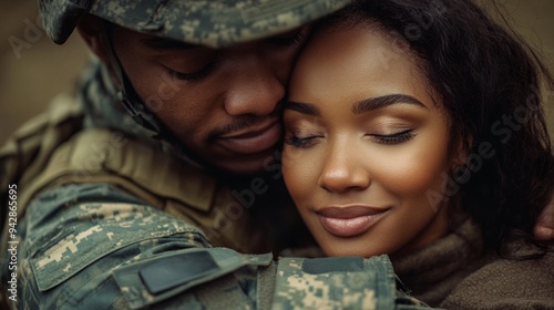 A man and a woman are hugging each other