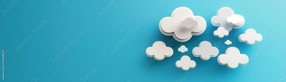 Cloud services icons floating in a circular orbit around a central hub, symbolizing service management, Cloud Services, Service Coordination Cloud services icons floating in a circular orbit around a central hub, symbolizing service management, Cloud Services, Service Coordination
