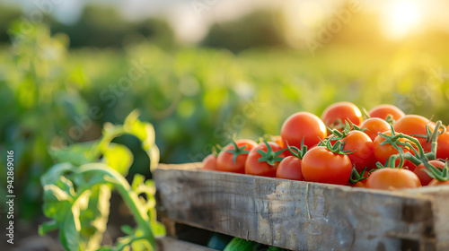 Vegetable garden with ripe produce ready for harvest photo