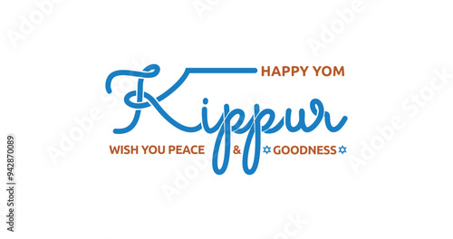 Happy Yom Kippur text illustration vector design. Elegant handwritten text calligraphy typography. Great for celebrations, events, and social media posts