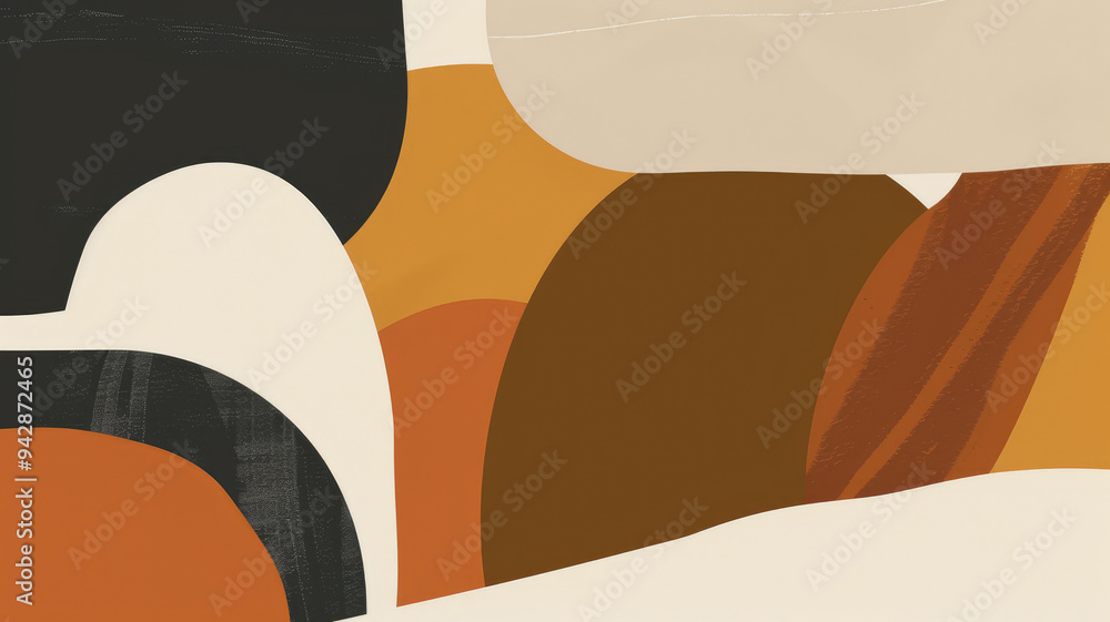 Abstract flat illustration with soft curves and organic shapes in earthy tones Abstract flat illustration with soft curves and organic shapes in earthy tones