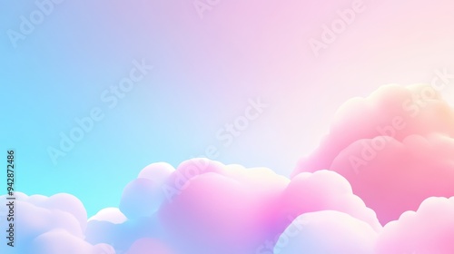 A sky with pink clouds and a blue background. The sky is very light and the clouds are very fluffy