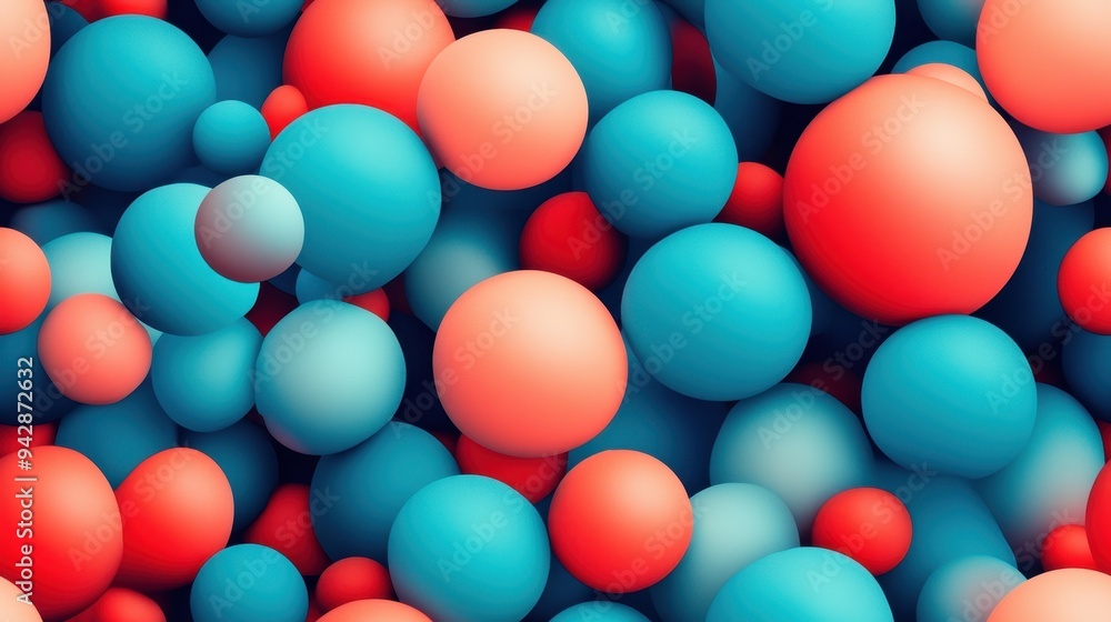 seamless pattern, Colorful abstract spheres in blue and red create a vibrant digital design full of depth and dynamic visual appeal. seamless pattern, Colorful abstract spheres in blue and red create a vibrant digital design full of depth and dynamic visual appeal.