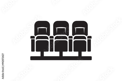 Movie theater interior with comfortable  chairs vector silhouette illustration