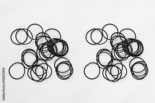 Black rubber band isolated on white background