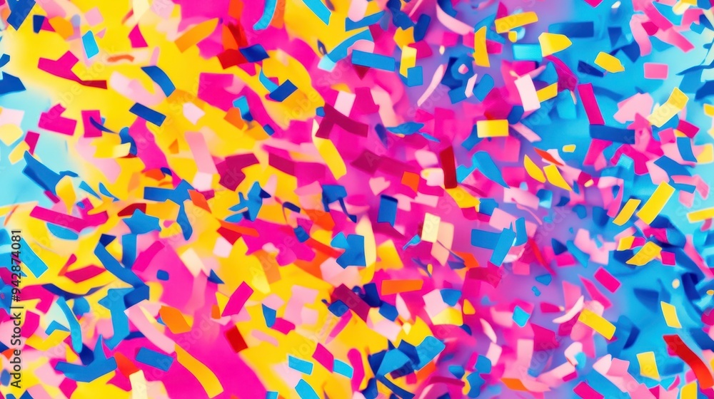 Obraz premium seamless pattern, Vibrant confetti explosion in bright colors creating a festive atmosphere for celebrations and events.