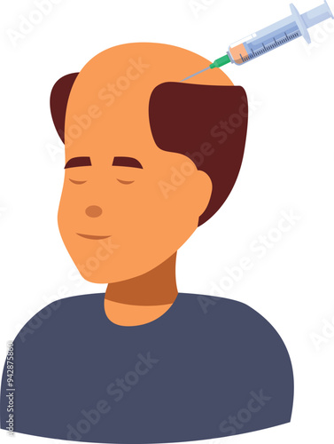 Doctor is injecting medicine into a patient's head to stimulate hair growth and combat baldness