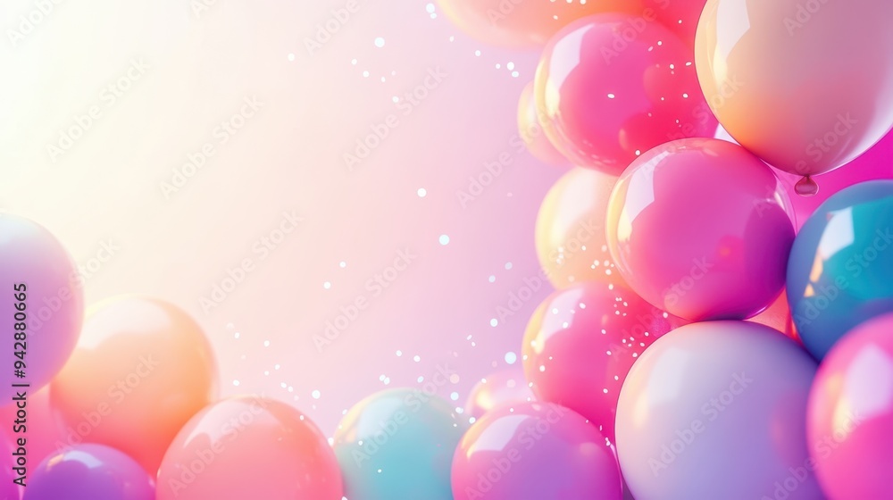 Colorful Balloons Background - Abstract Celebration Design with Confetti. Colorful Balloons Background - Abstract Celebration Design with Confetti.