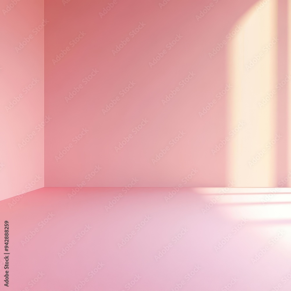 Minimalist Pink Room Interior with Sunlight - Empty Space for Product Display Minimalist Pink Room Interior with Sunlight - Empty Space for Product Display