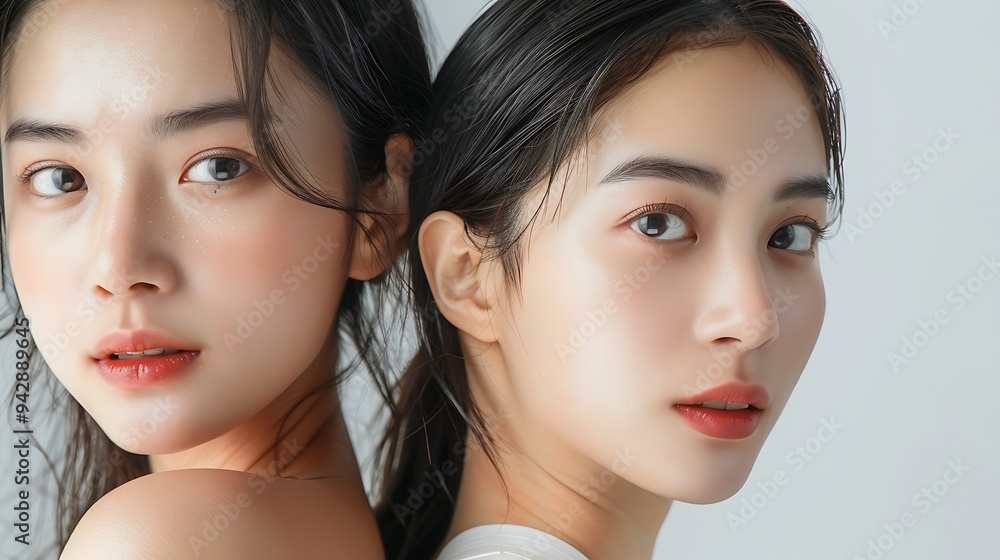 Two Women Portrait with Soft Lighting and Close-Up Composition Two Women Portrait with Soft Lighting and Close-Up Composition