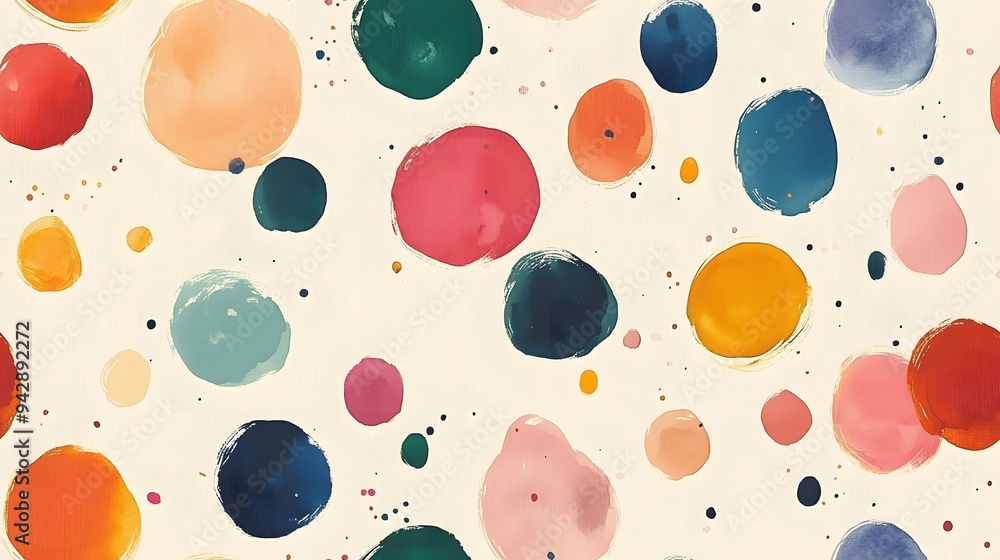 A colorful painting of many small circles. The circles are of different colors and sizes. The painting has a playful and whimsical mood A colorful painting of many small circles. The circles are of different colors and sizes. The painting has a playful and whimsical mood