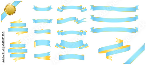 light blue ribbon banner design material