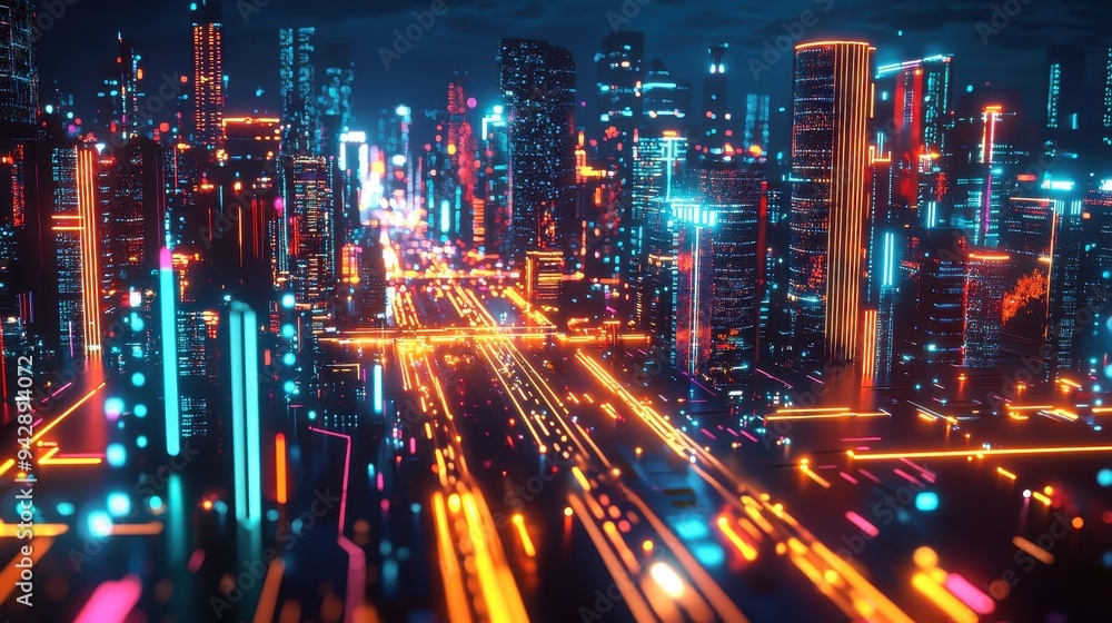 Neon Cityscape at Night Neon Cityscape at Night