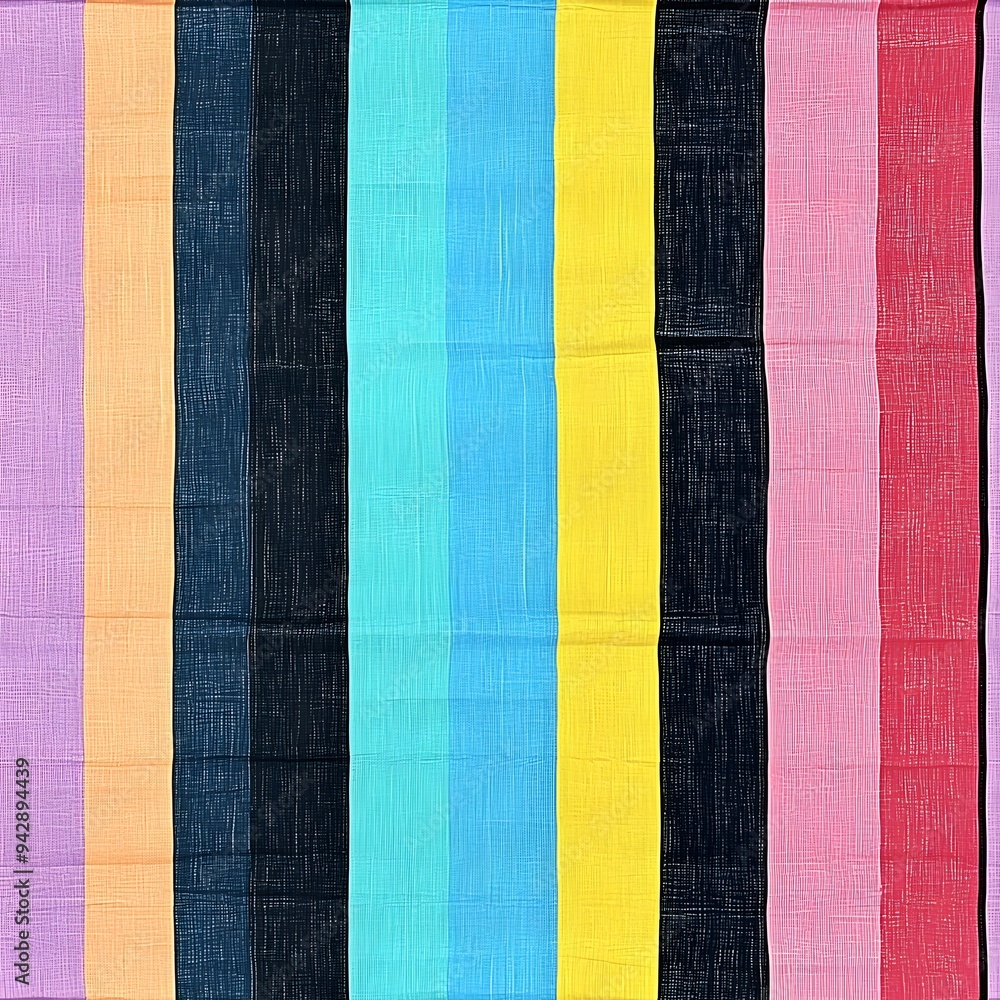 A colorful striped piece of fabric with a black stripe. The colors are bright and vibrant, creating a cheerful and lively atmosphere. The black stripe adds a touch of contrast A colorful striped piece of fabric with a black stripe. The colors are bright and vibrant, creating a cheerful and lively atmosphere. The black stripe adds a touch of contrast