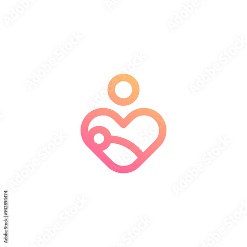 Mother With Baby Logo Vector. Mother Love Baby Logo