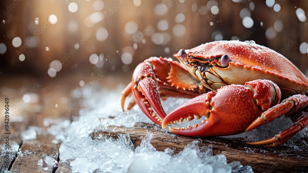 Fresh crab on ice, ready to eat. This photo is perfect for advertising seafood restaurants or culinary blogs. Fresh crab on ice, ready to eat. This photo is perfect for advertising seafood restaurants or culinary blogs.