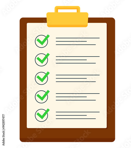 Flat clipboard with checklist flat illustration clipart 