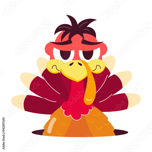 Turkey mascot designed in flat style 

