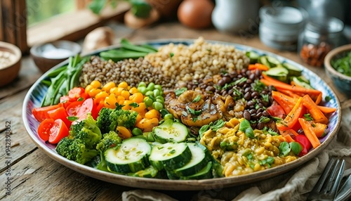 Vibrant Vegan Bowl , Colorful Plant-Based Feast