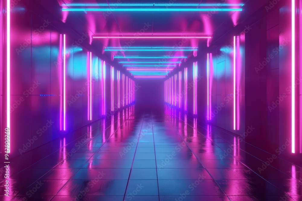 Fototapeta premium Neon Lights Corridor