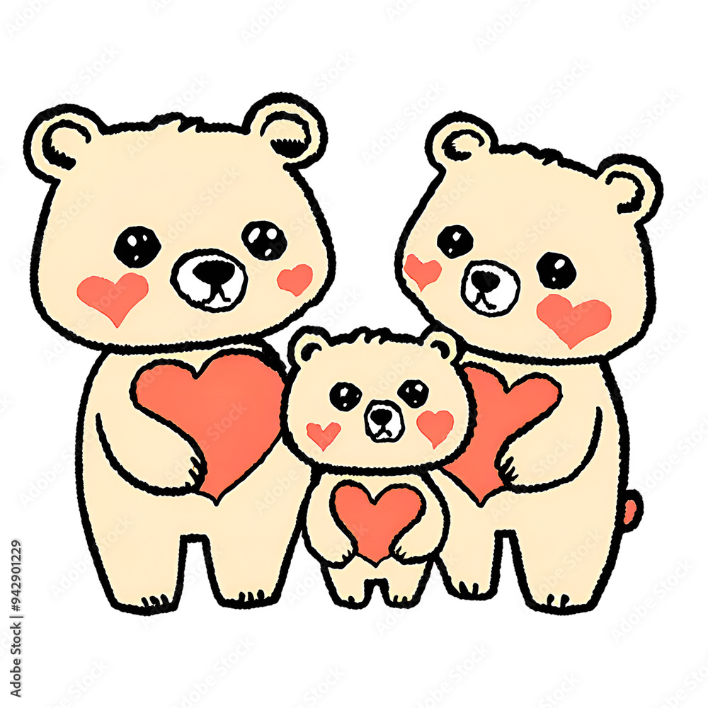 Bear Family with Heart-shaped Frames. color png 229 Bear Family with Heart-shaped Frames. color png 229