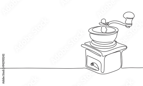 Coffee grinder one line continuous. Hand drawn vector art
