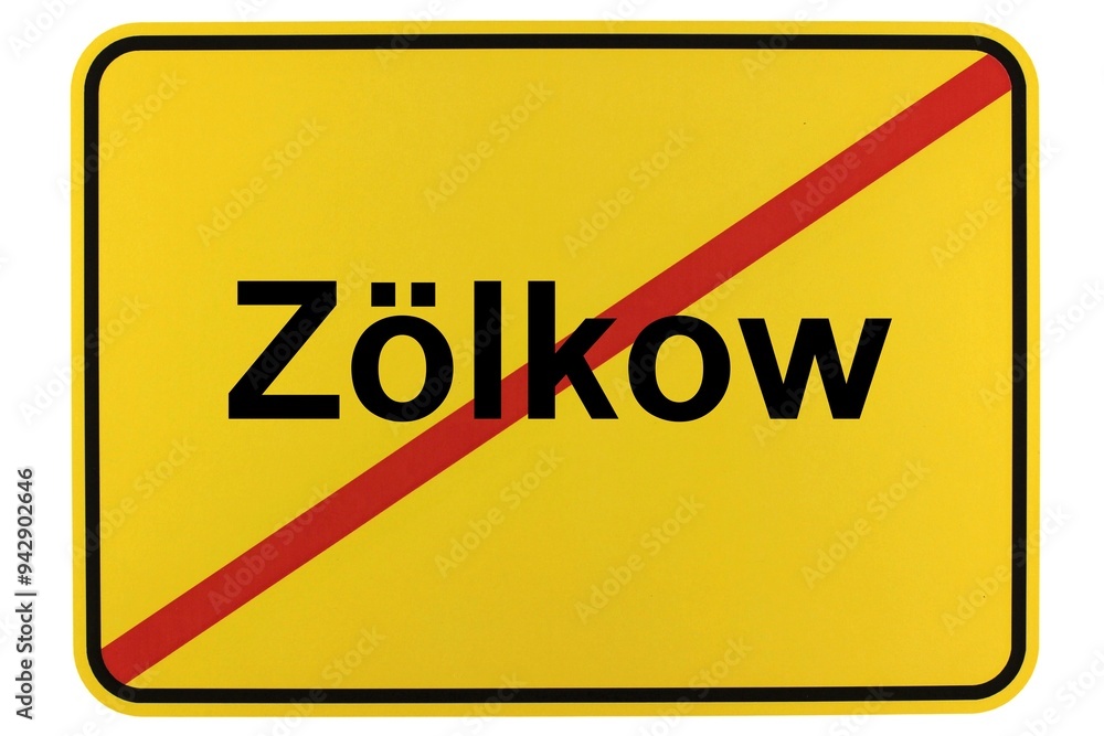 Illustration eines Ortsausgangsschildes der Gemeinde Zölkow in Mecklenburg-Vorpommern