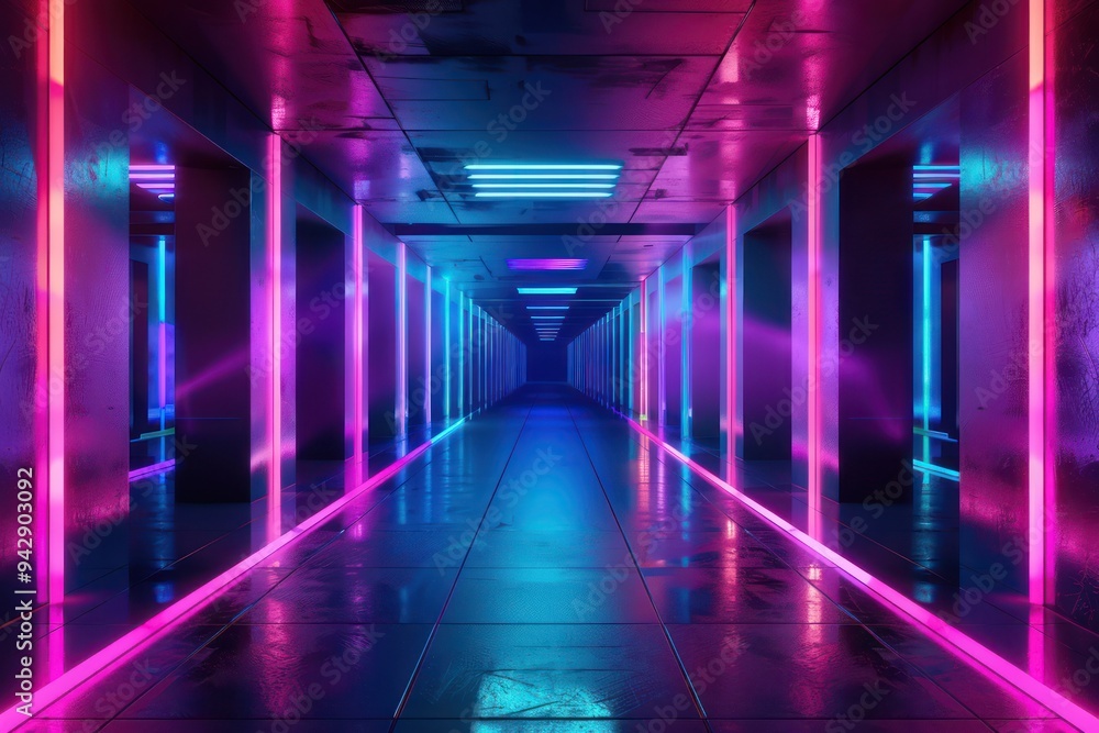 Fototapeta premium Neon Lights Corridor