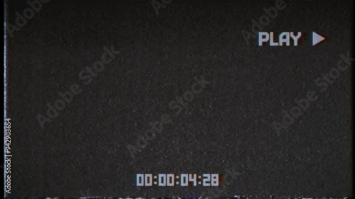 This stock motion graphic shows an overlay with a VHS play effect.
