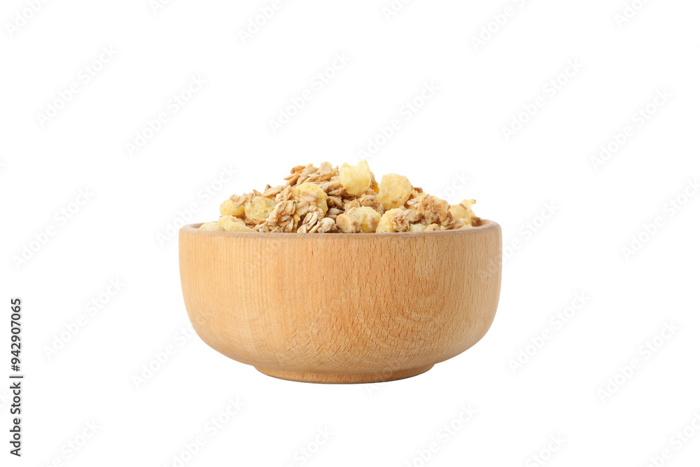 PNG,Muesli in wooden bowls, isolated on white background PNG,Muesli in wooden bowls, isolated on white background