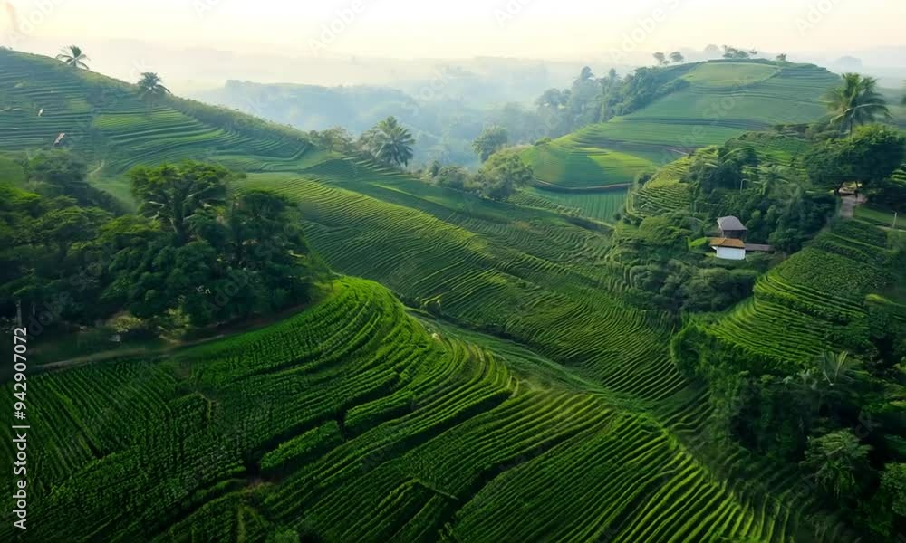 Aerial drone view of shapes of Cha Gorreana tea plantation Aerial drone view of shapes of Cha Gorreana tea plantation