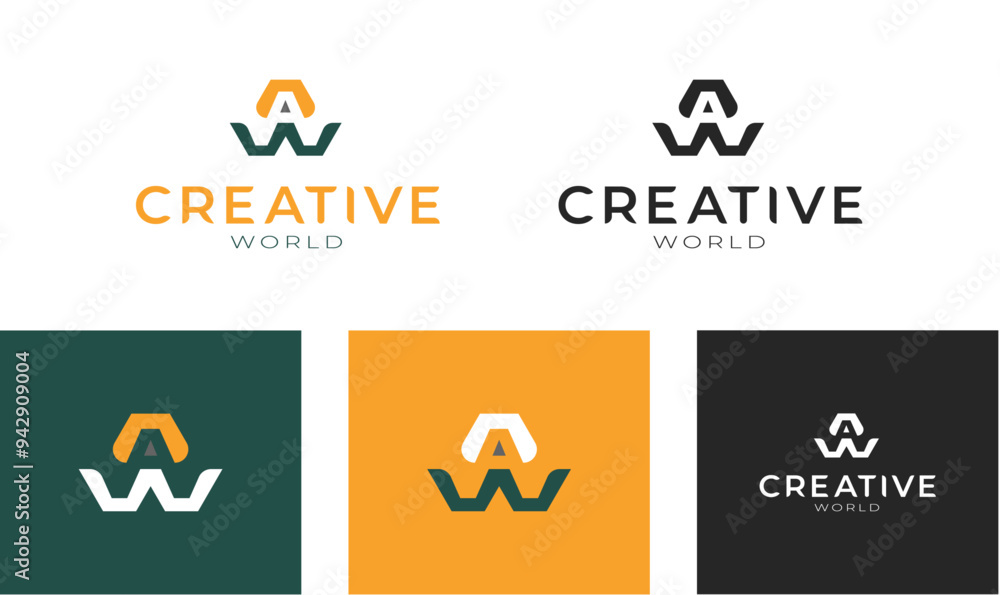 Alphabet letter icon logo AW Alphabet letter icon logo AW
