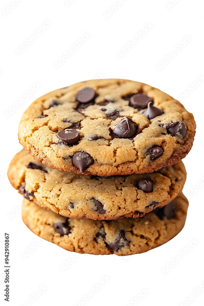 Chocolate Chip Cookies Isolated on White Background Chocolate Chip Cookies Isolated on White Background