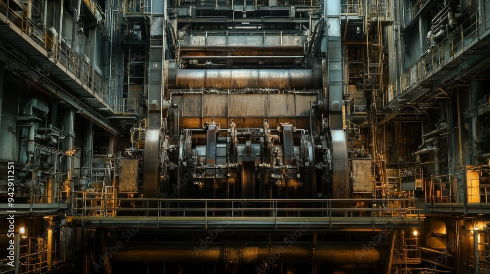 Industrial Machine in a Rusty Factory Interior Industrial Machine in a Rusty Factory Interior