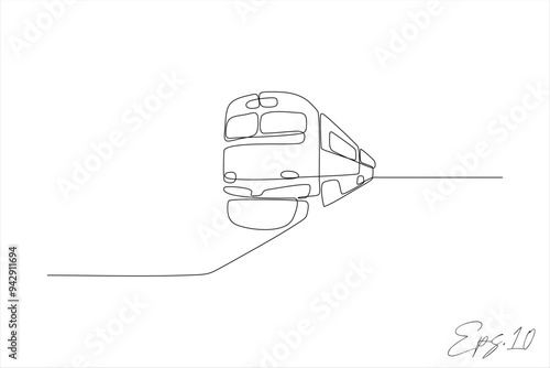 continuous line vector illustration of train