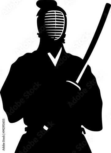 Decorative Kendo Design Element for Japanese Cultural Artwork