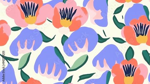 Bright hand drawn simple abstract floral print. Cute seamless pattern. Fashionable template for design, wallpaper, textile, graphic print