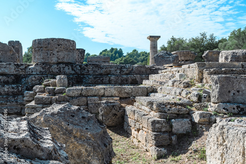 Ancient Greek ruins under clear skies. Echoes of Antiquity