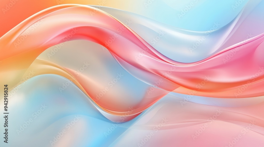 Fototapeta premium A colorful wave with a pink and blue background. The colors are vibrant and the wave is flowing