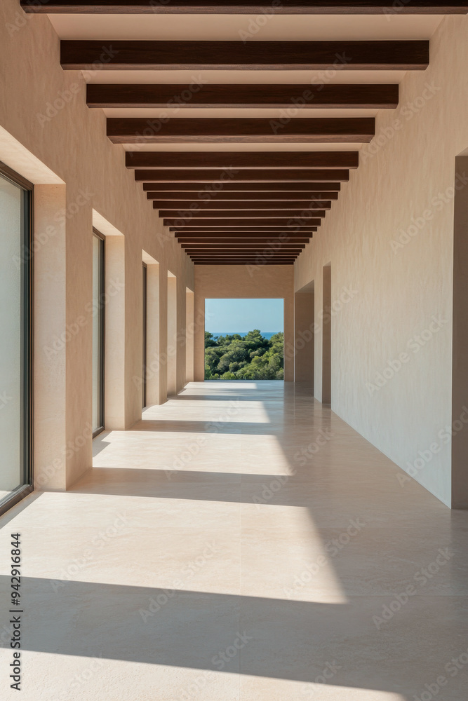 Mediterranean luxury villa in contemporary style with earthy tones and minimalist geometrical spaces. Premium Real Estate conceptual image. Mediterranean luxury villa in contemporary style with earthy tones and minimalist geometrical spaces. Premium Real Estate conceptual image.