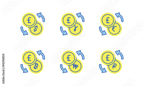 Currency exchange money Pound Sterling. Money conversion.