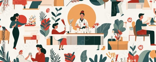 Design a vibrant pattern featuring an Event Planner with circle behind