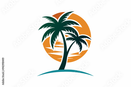 Simple Palm Tree Logo Design Illustration.