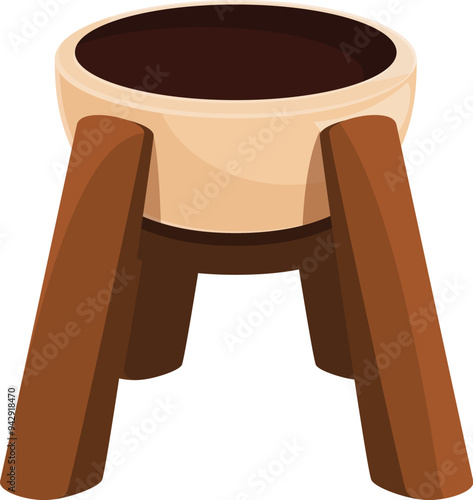 Wooden mortar and pestle standing ready for grinding spices