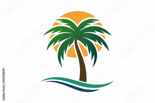 Simple Palm Tree Logo Design Illustration.