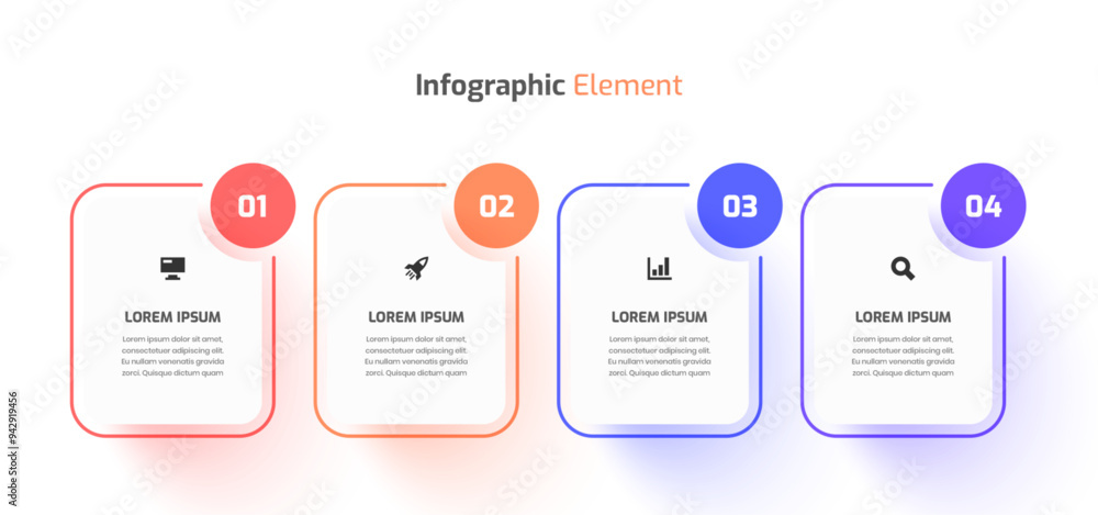 Business Infographic Template Design with Rectangle Label Icon and 4 Number for Presentation Business Infographic Template Design with Rectangle Label Icon and 4 Number for Presentation