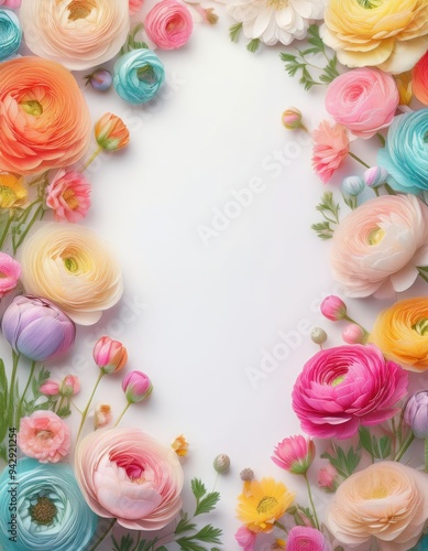 Wallpaper Mural パステルフローラルフレーム Torontodigital.ca