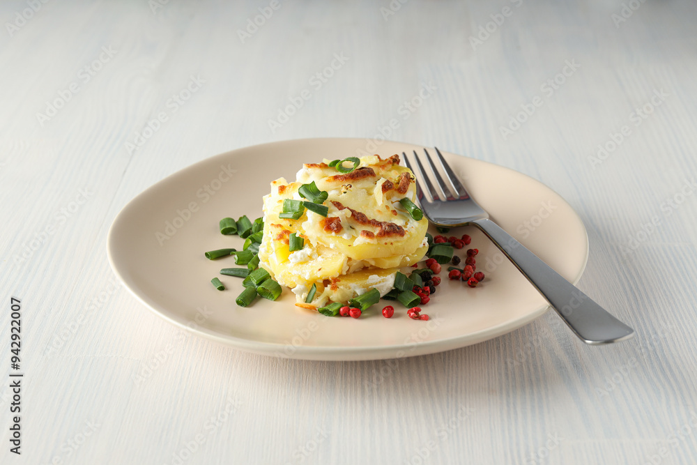 Concept of tasty and delicious homemade food - potato casserole Concept of tasty and delicious homemade food - potato casserole