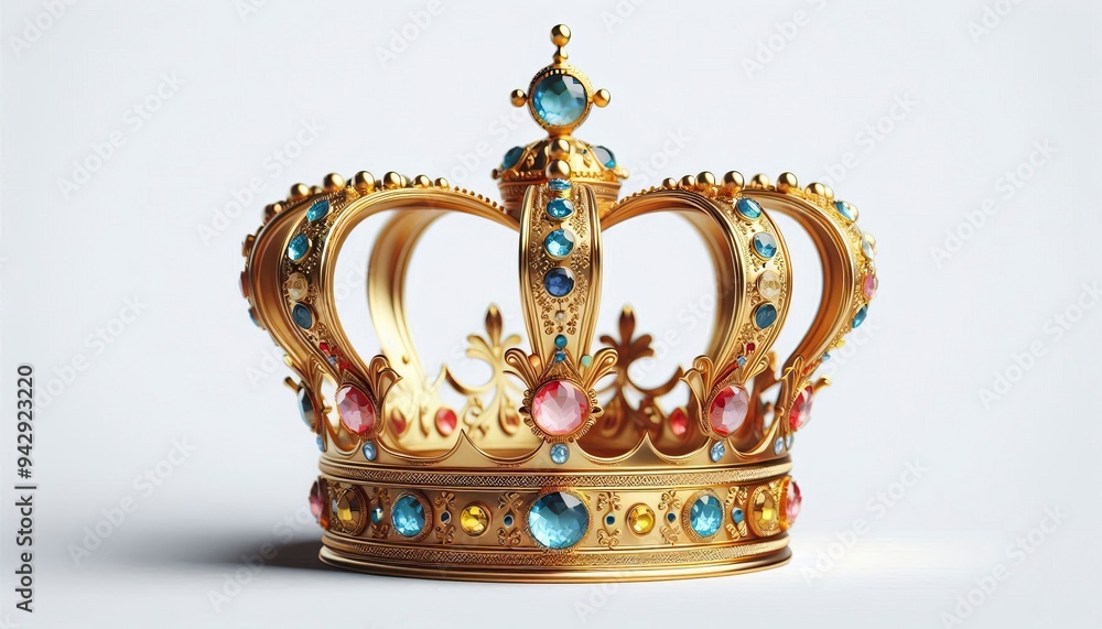 Fototapeta premium gold crown and world's most rare gemstones hand crafted. generative AI tools